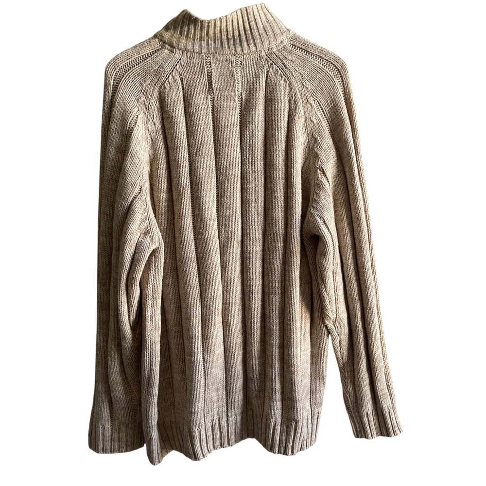 Weatherproof Vintage Sweater Mens XXL Tan Cable Knit Mock Neck Button Preppy - Picture 2 of 6